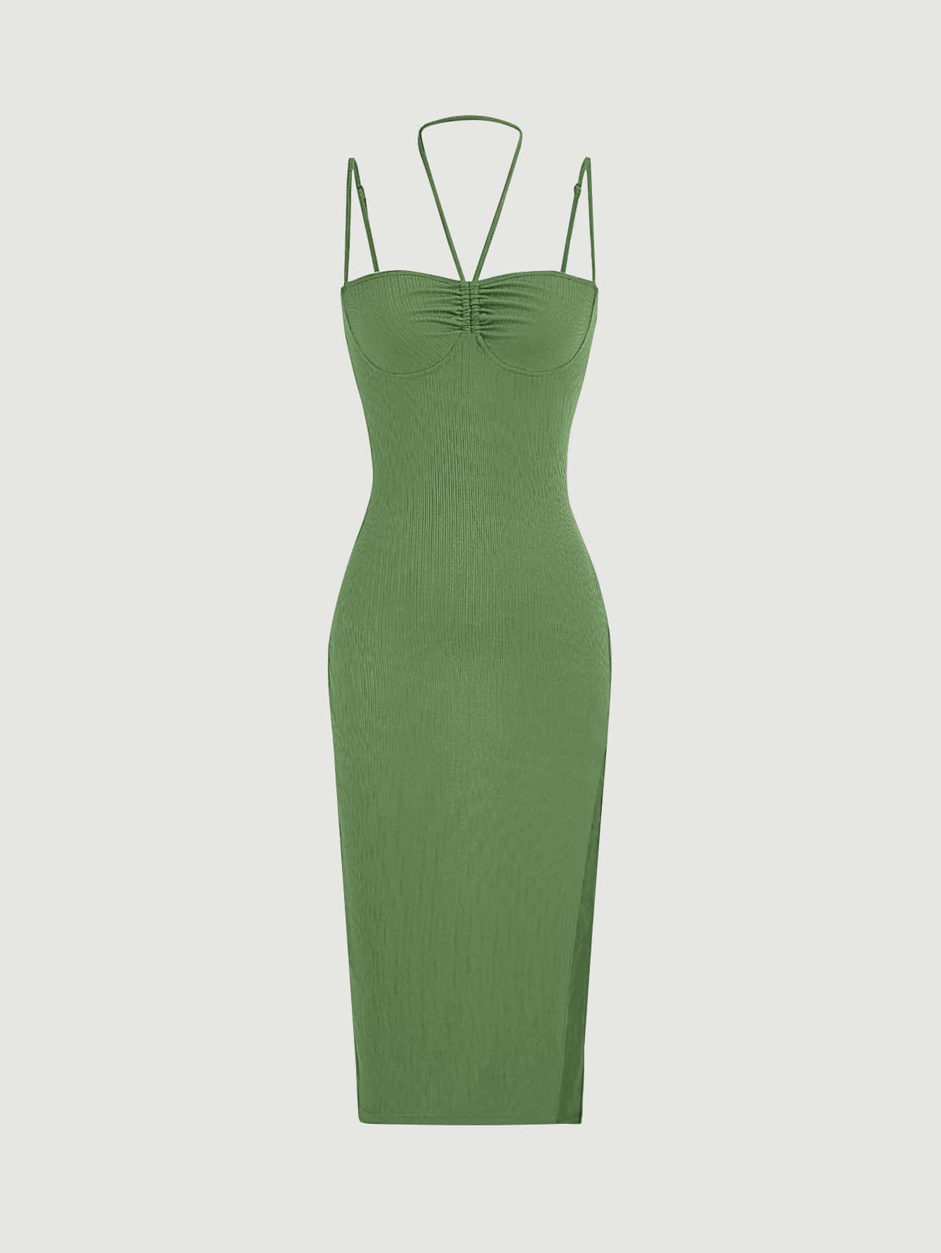 TRENDING Kleid mit Rüschen, Schlitz