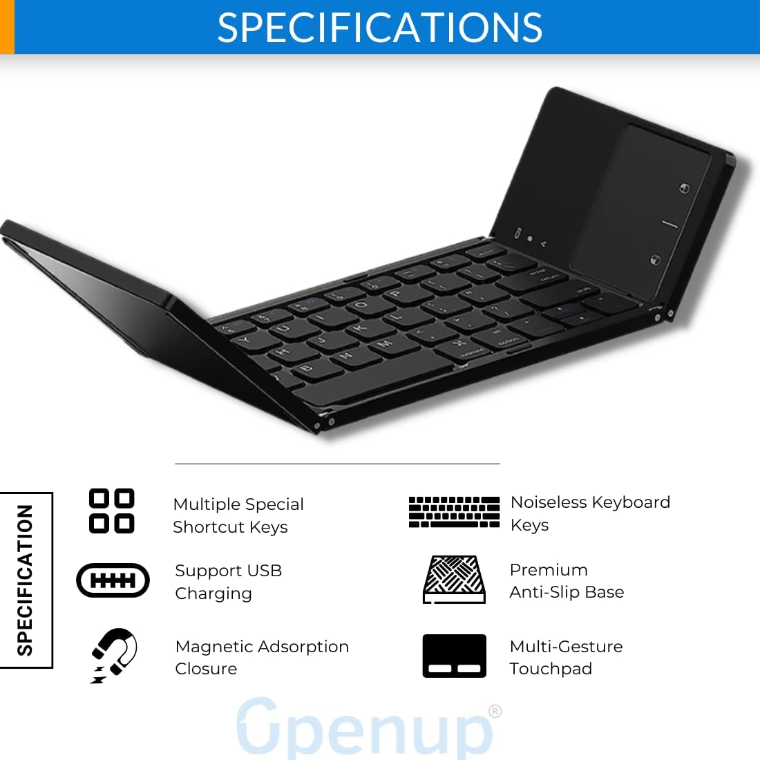 Keyless™ Faltbare drahtlose Bluetooth-Tastatur